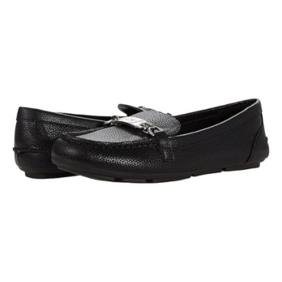 Calvin Klein Laura Leather Loafer Flat Shoes Black 8 M - Picture 1 of 3